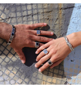 bague onyx argent homme