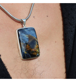 pendentif pietersite homme argent