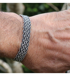 bracelet cuir et fil d'argent