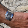manchette argent pierre naturelle homme