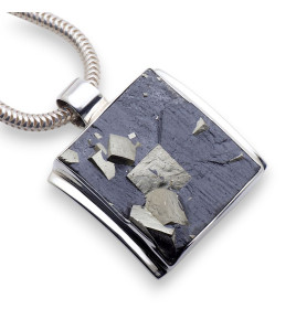 pendentif ardoise et pyrite naturelle