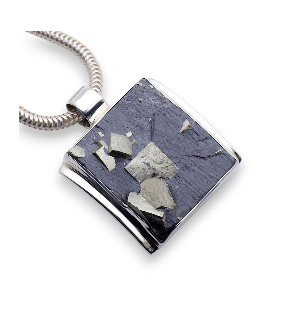 pendentif ardoise et pyrite naturelle