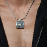 pendentif argent et pyrite sur ardoise homme
