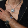 pendentif homme argent et pyrite sur ardoise