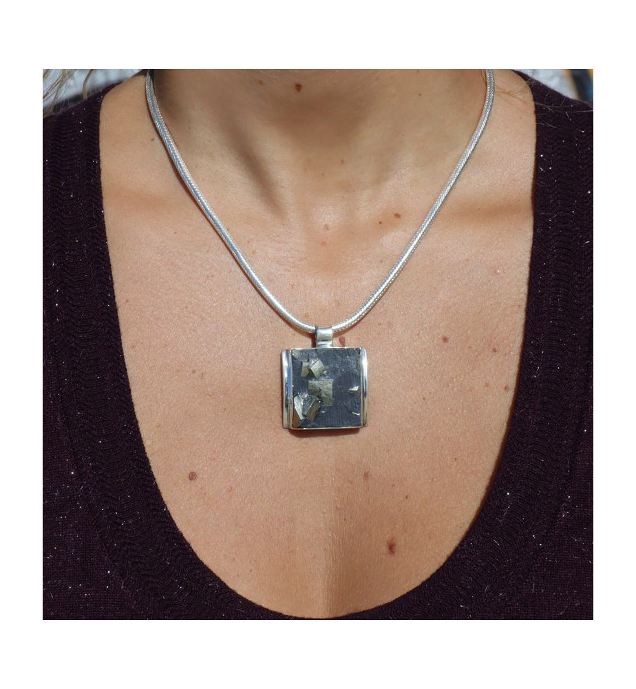 pendentif pyrite ardoise femme