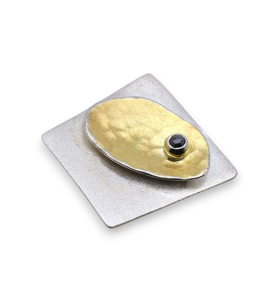 pendentif argent diamants noirs