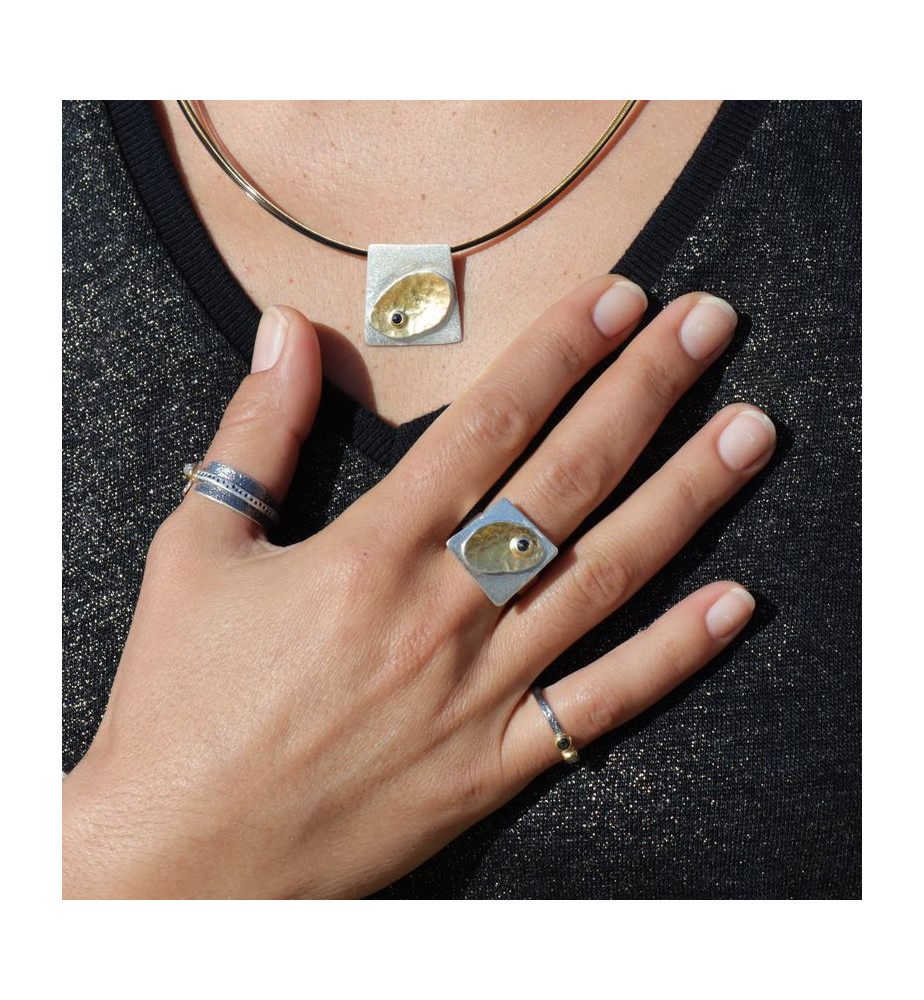 bague argent createur avec diamant