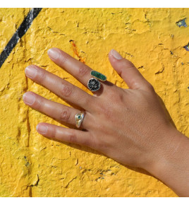 bague argent émeraude