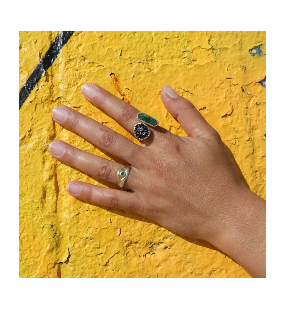 bague argent émeraude