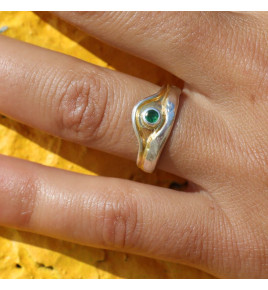 bague argent avec pierre émeraude