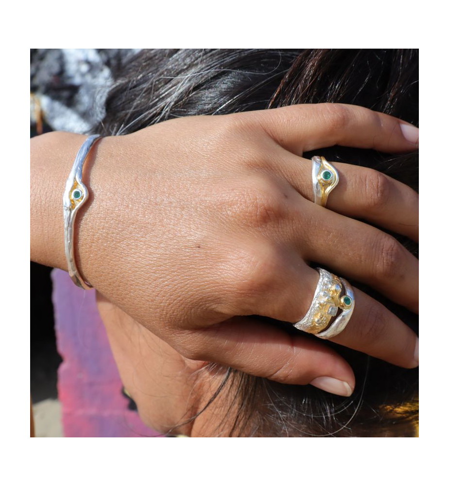 bague argent emeraude