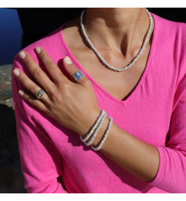 bracelet argent perles sur chainette