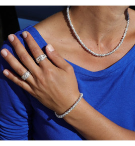 collier argent perles sur chainette