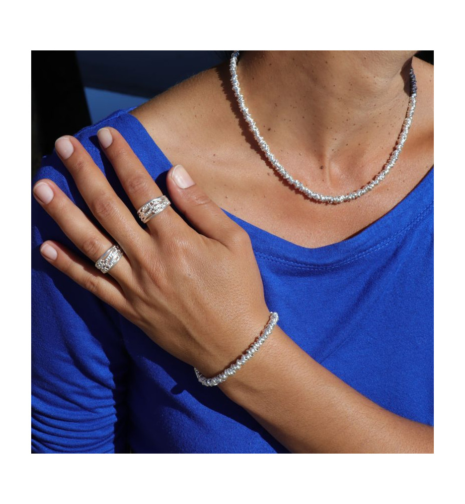 collier argent perles sur chainette