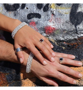 bague argent ambre homme