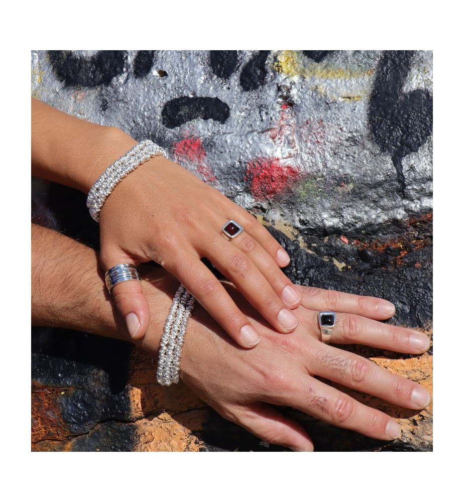 bague argent ambre homme