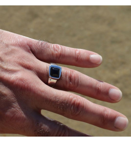 bague argent ambre homme