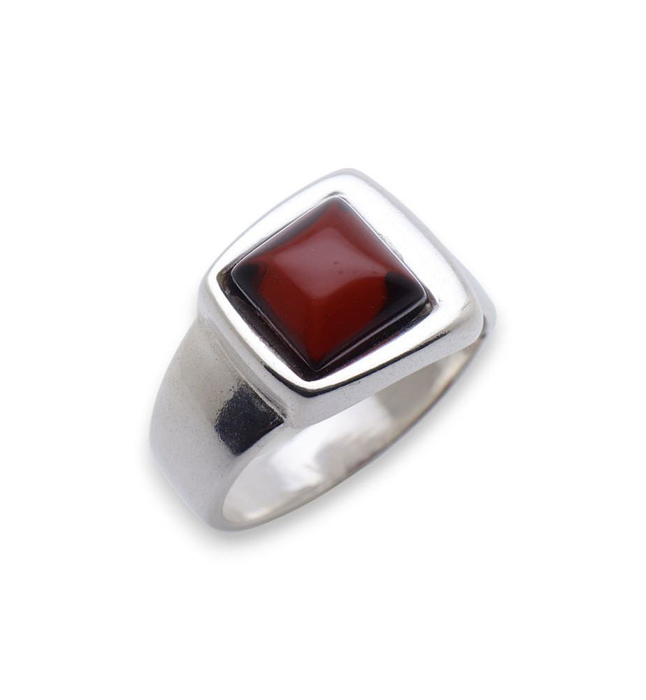 bague argent et ambre artisanal