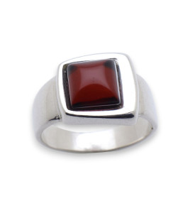 bague argent ambre
