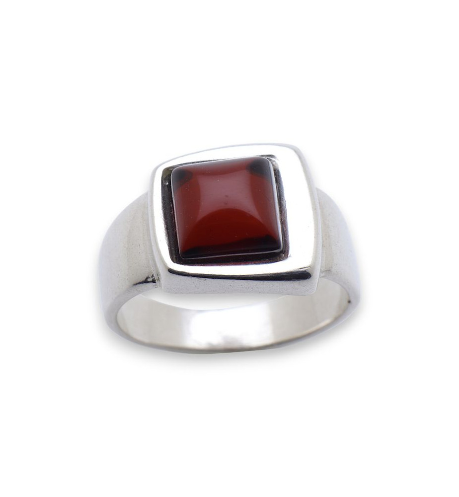 bague argent ambre