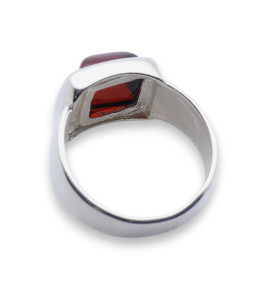 bague argent ambre cerise