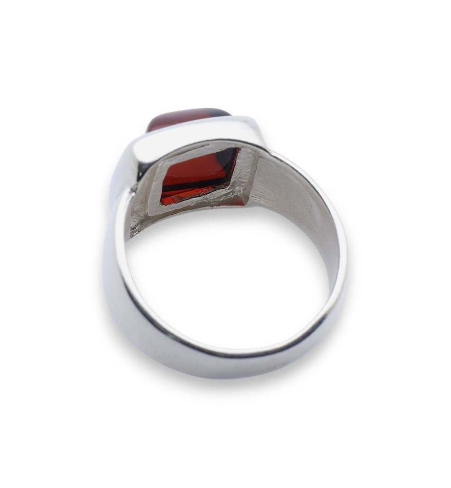 bague argent ambre cerise