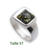 Bague mixte en argent 925 ornée d'un ambre vert