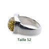 Bague mixte en argent 925 ornée d'un ambre vert