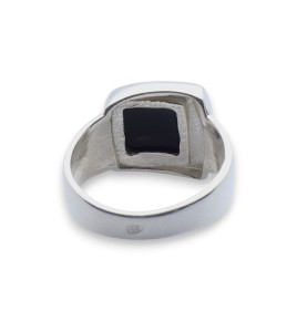 Bague mixte en argent 925 ornée d'un ambre vert