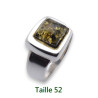 Bague mixte en argent 925 ornée d'un ambre vert
