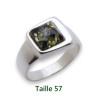 Bague mixte en argent 925 ornée d'un ambre vert