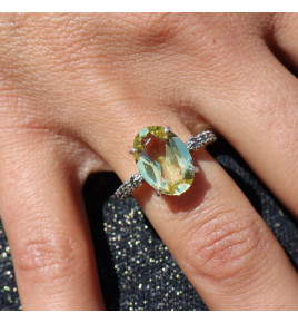 bague marcassite et quartz lemon