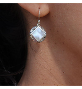boucles d oreilles nacre et argent