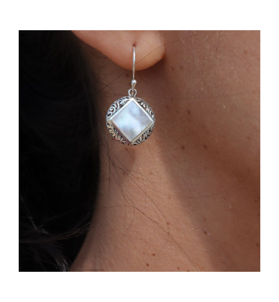 boucles d oreilles nacre et argent