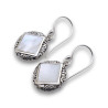boucles pendantes argent et nacre blanche
