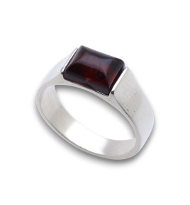 bague ambre et argent