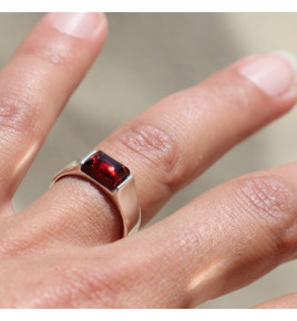 bague argent ambre