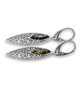 boucles d'oreilles ambre et argent