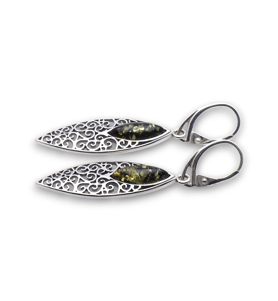 boucles d'oreilles ambre et argent