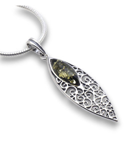 pendentif ambre verte