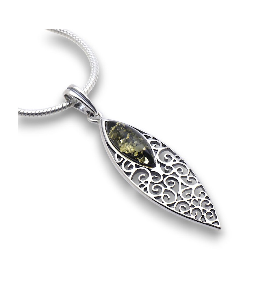 pendentif ambre verte