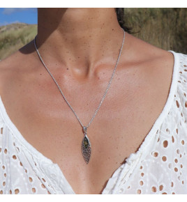 pendentif ambre vert femme