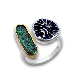 bague uvarovite argent oxydé