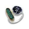 bague uvarovite argent oxydé