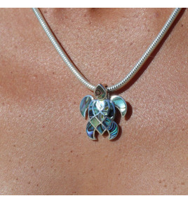 pendentif tortue argent abalone stylisé femme pendentif tortue argent abalone stylisé femme