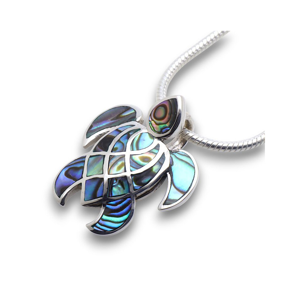 abalone pendentif tortue argent