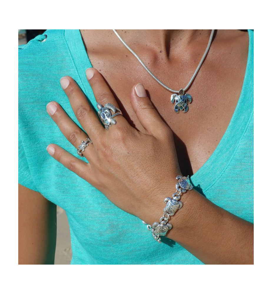 bijoux tortue abalone argent
