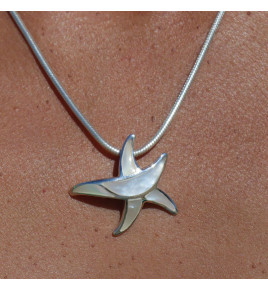 nacre blanche pendentif étoile de mer