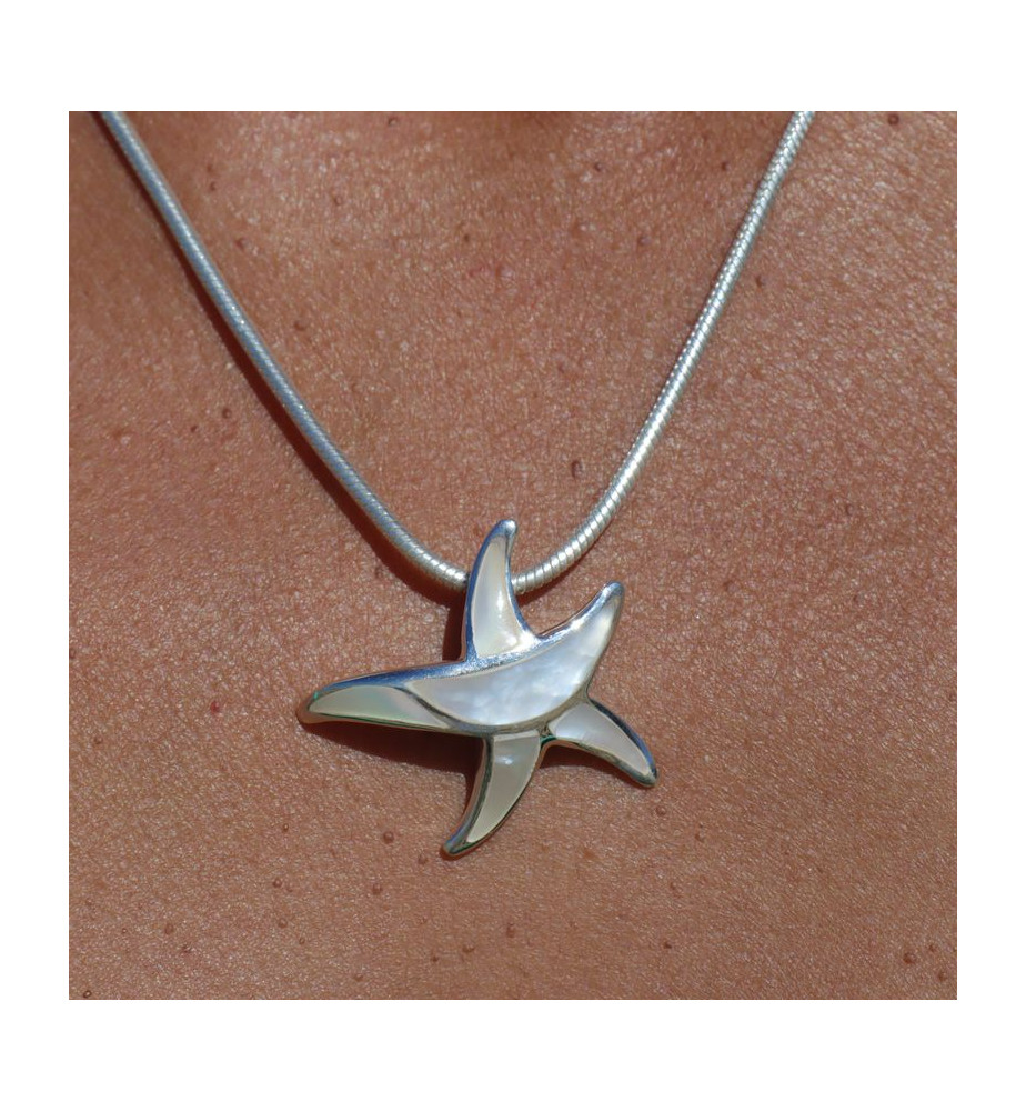 nacre blanche pendentif étoile de mer