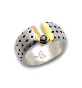 bague argent diamant noir